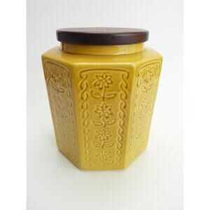 Vintage Hyalyn yellow Canister Cookie Jar Made in USA
